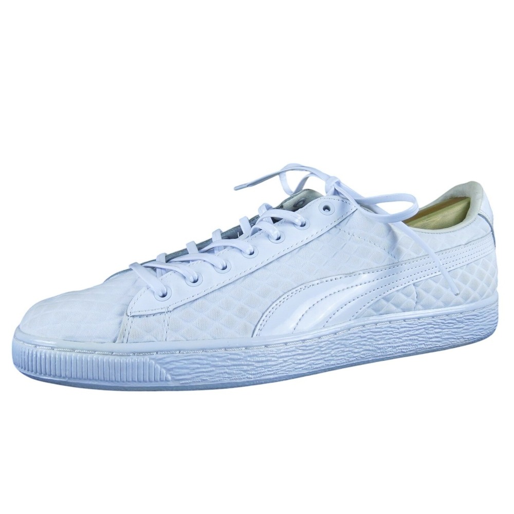 Puma White Quilted Low-Top Athletic Sneakers